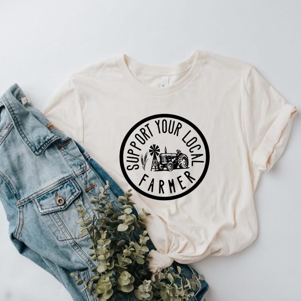 Bella Canvas Cream Tee - Support Your Local Farmer